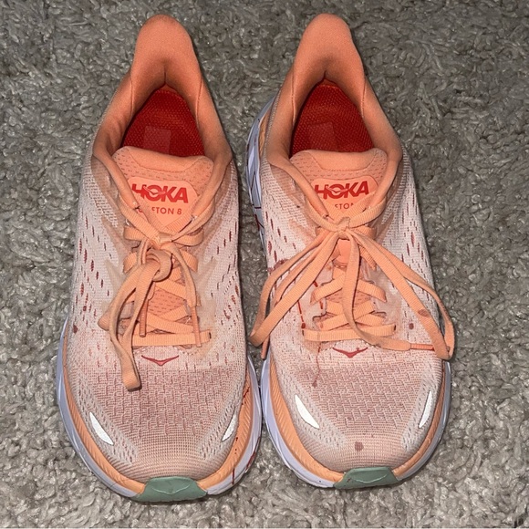 Hoka One One Womens Clifton 8 Orange Running Shoes sz 5B - Picture 6 of 8